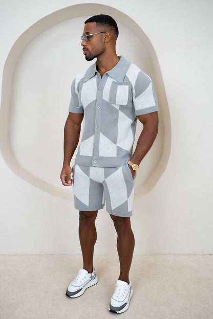Check Knit Shirt - Grey