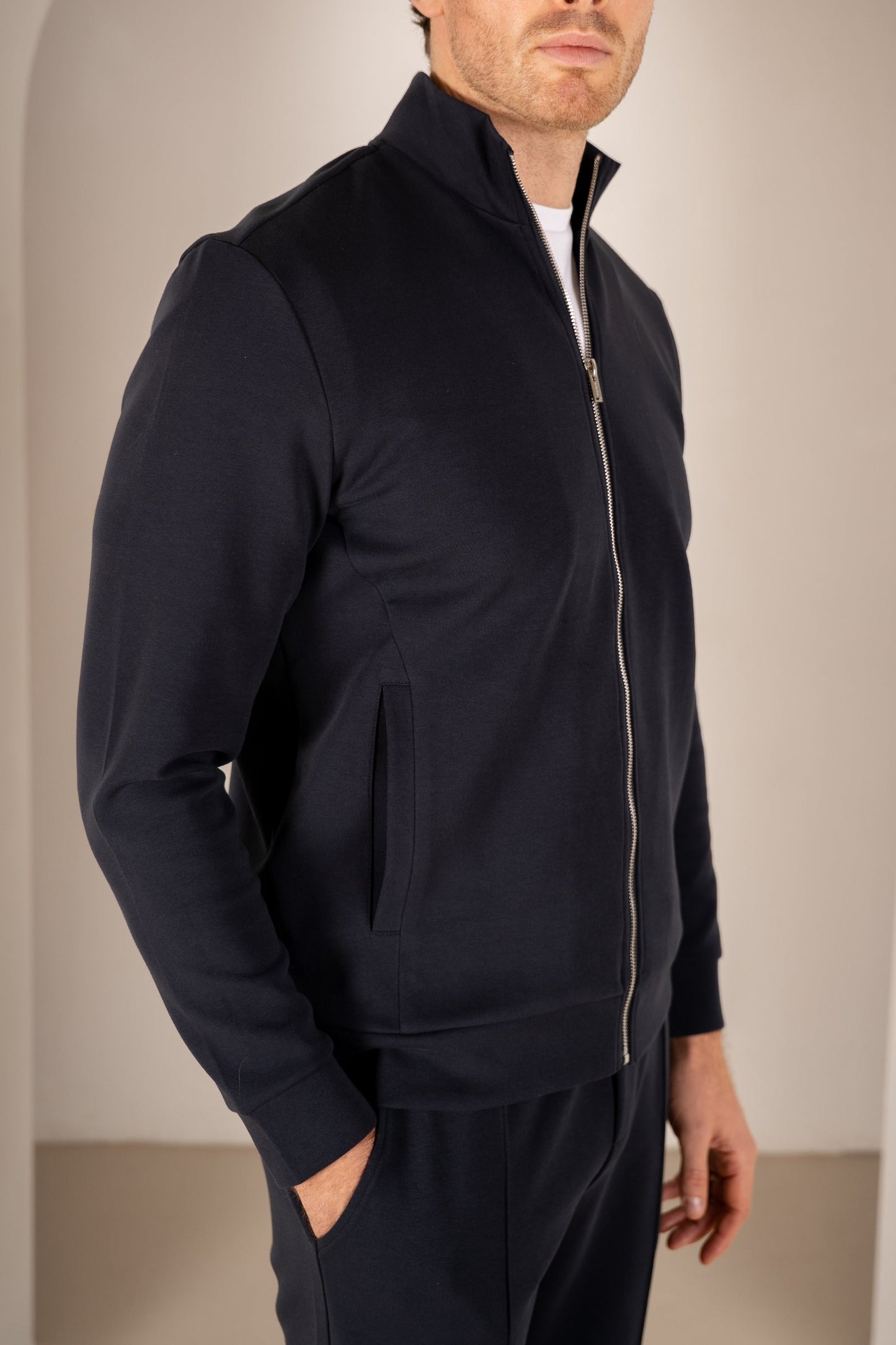Interlock Zip-Up Jacket - Navy