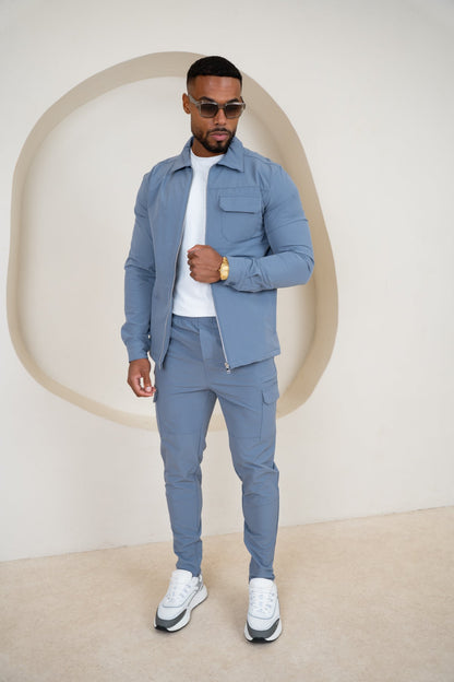 Premium Detail Cargo Jacket V2 - Steel Blue