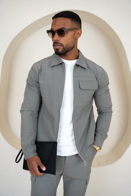 Premium Detail Cargo Jacket V2 - Taupe