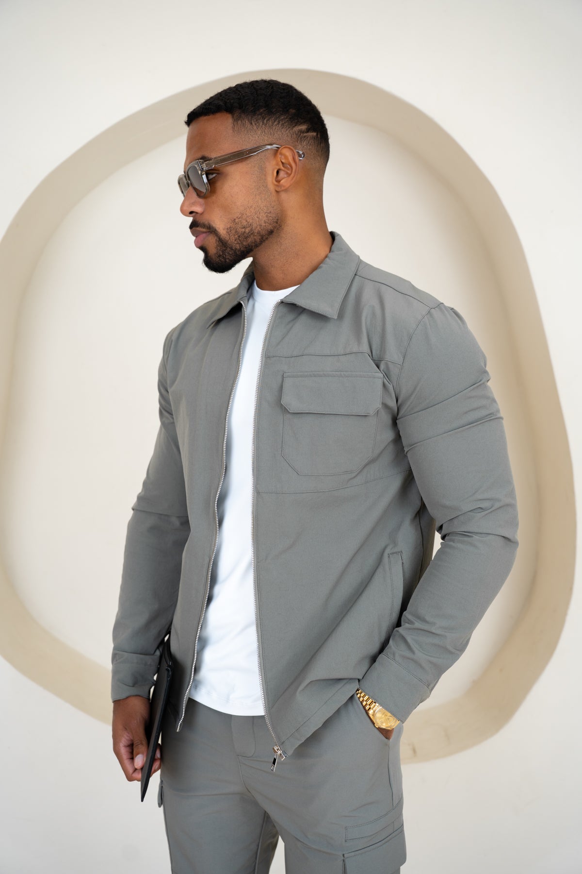 Premium Detail Cargo Jacket V2 - Taupe