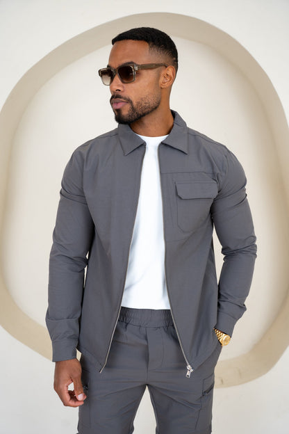 Premium Detail Cargo Jacket V2 - Charcoal