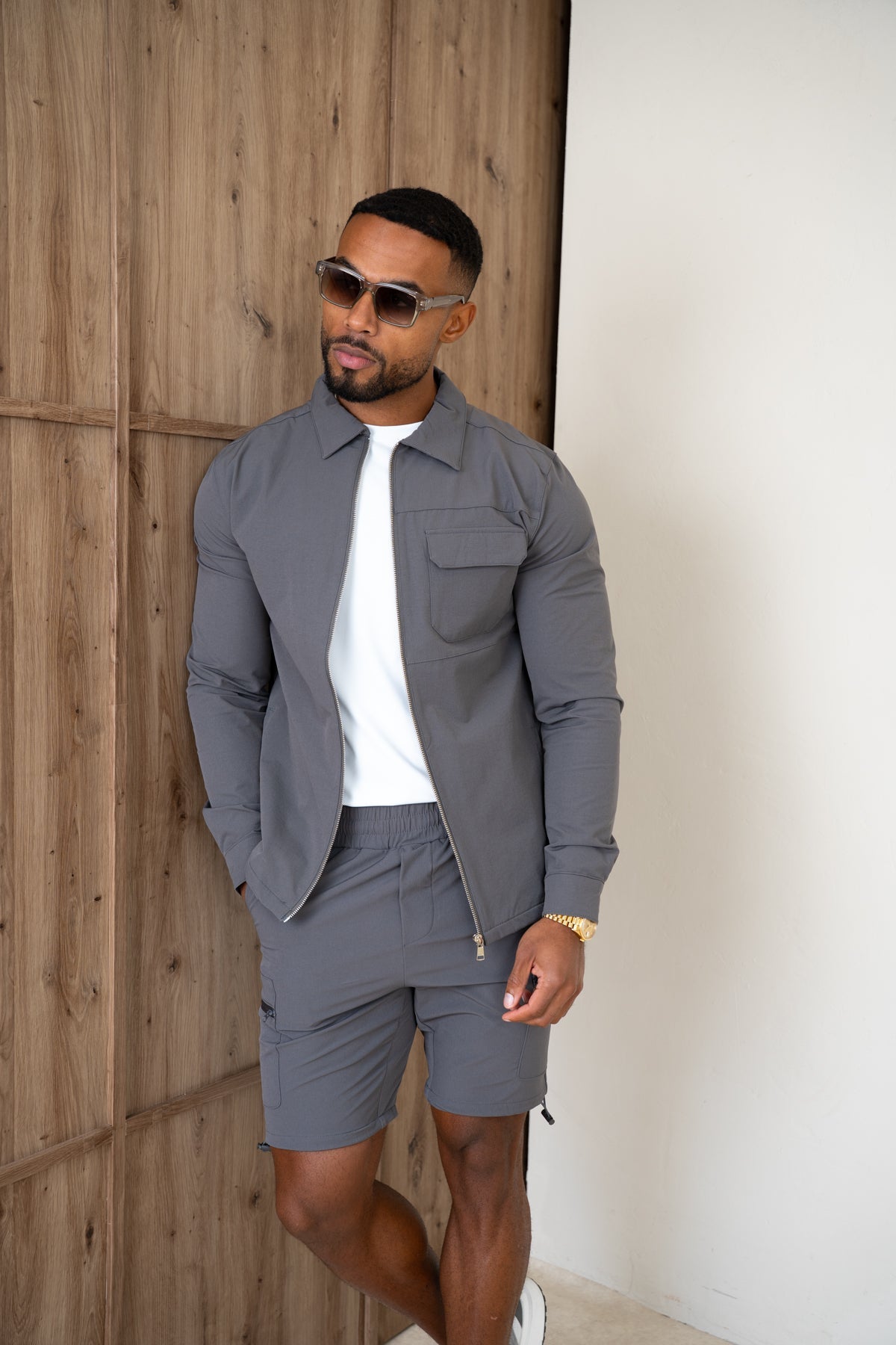 Premium Detail Cargo Jacket V2 - Charcoal