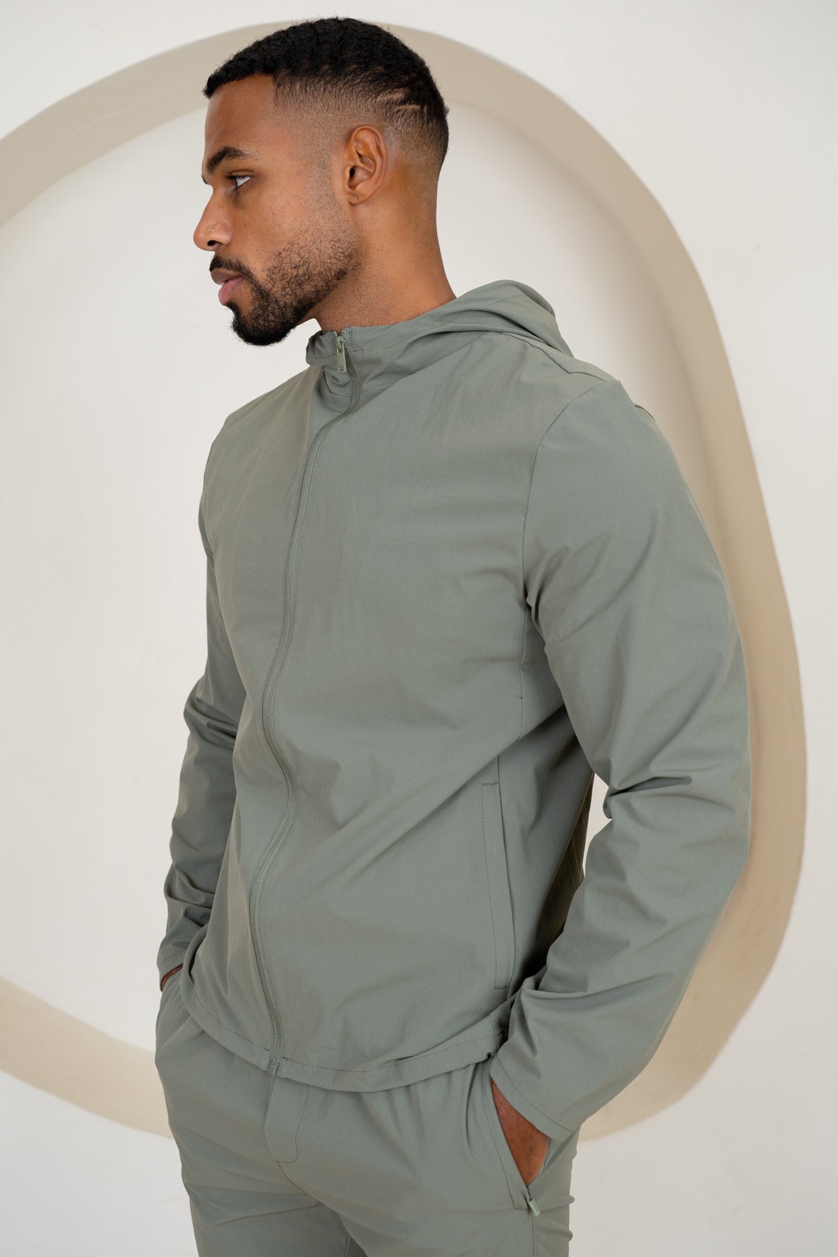 Premium Technical Windbreaker Jacket - Taupe