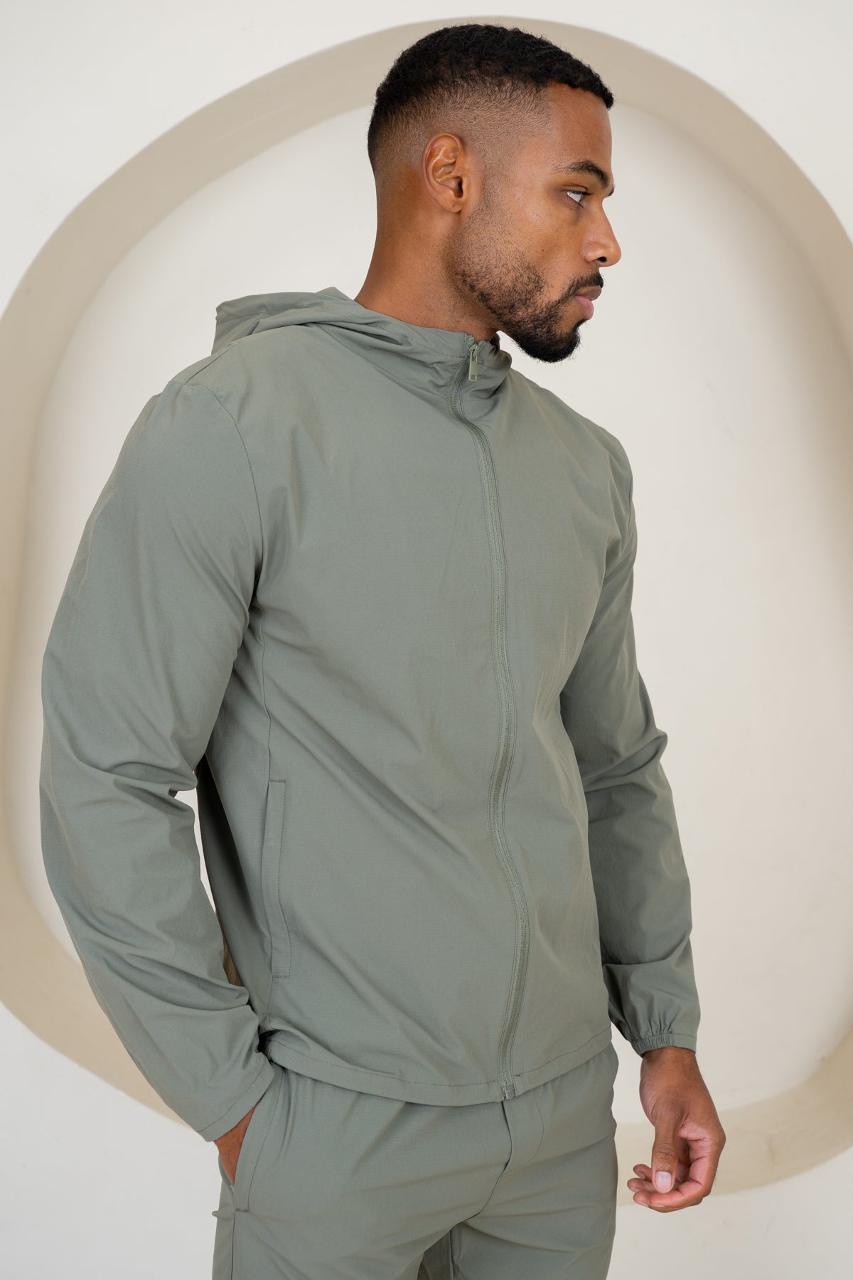 Premium Technical Windbreaker Jacket - Taupe