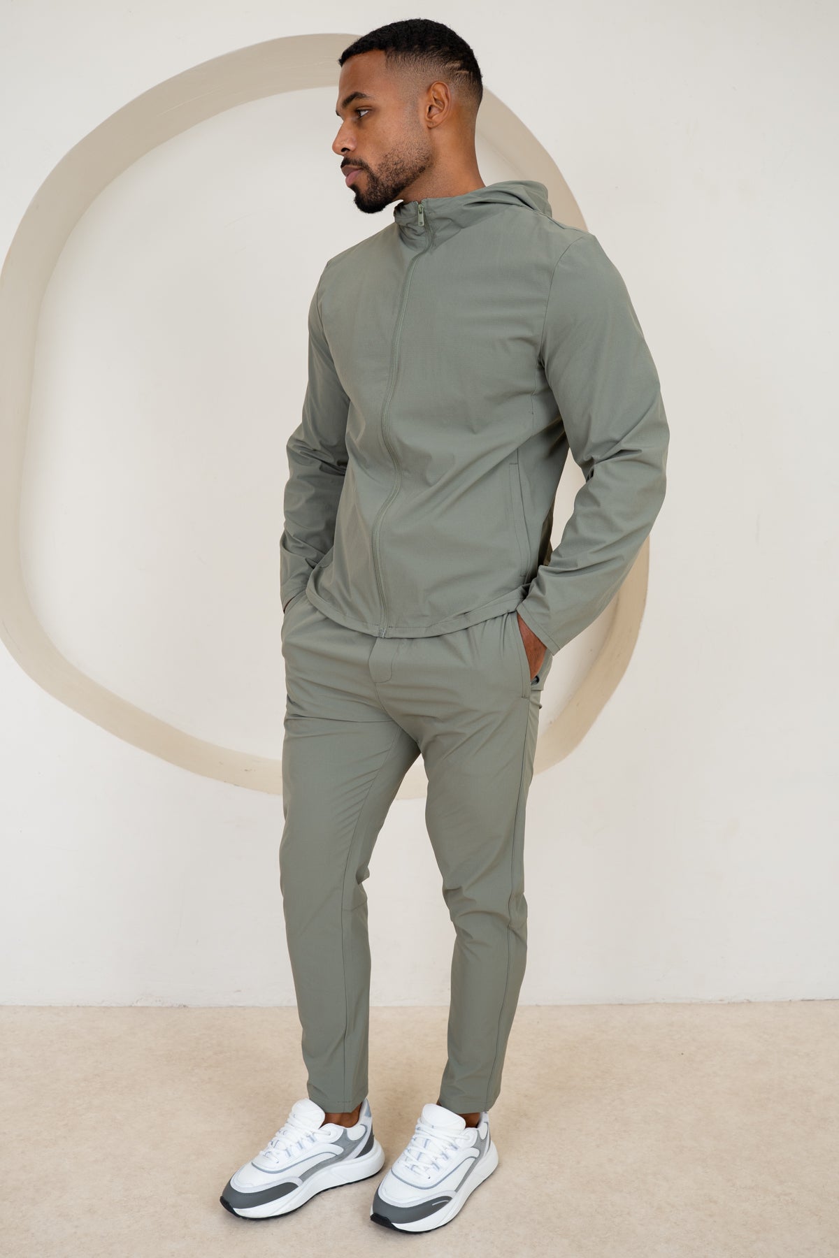 Premium Technical Windbreaker Jacket - Taupe