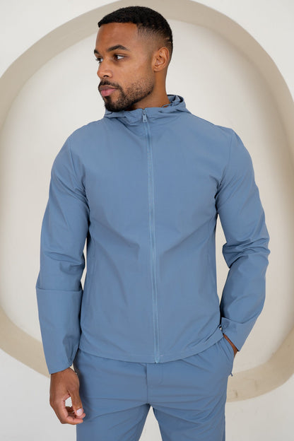 Premium Technical Windbreaker Jacket - Steel Blue