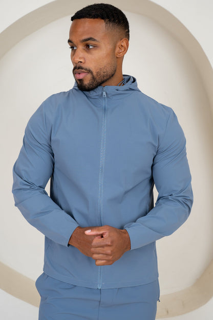 Premium Technical Windbreaker Jacket - Steel Blue