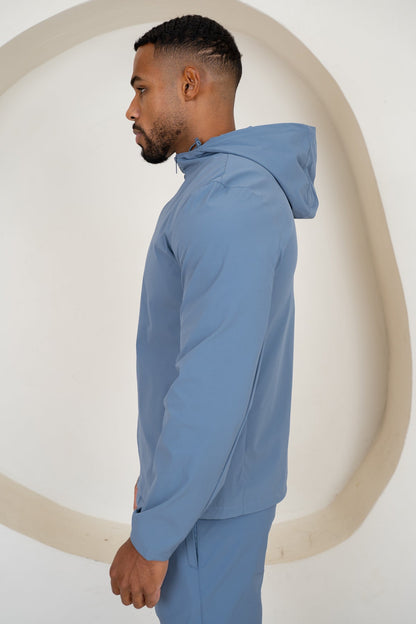 Premium Technical Windbreaker Jacket - Steel Blue