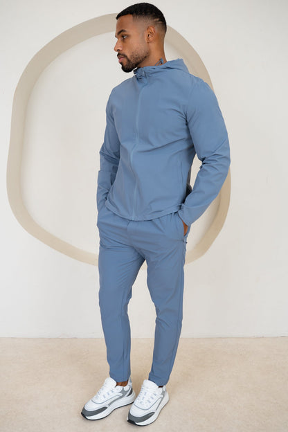 Premium Technical Windbreaker Jacket - Steel Blue