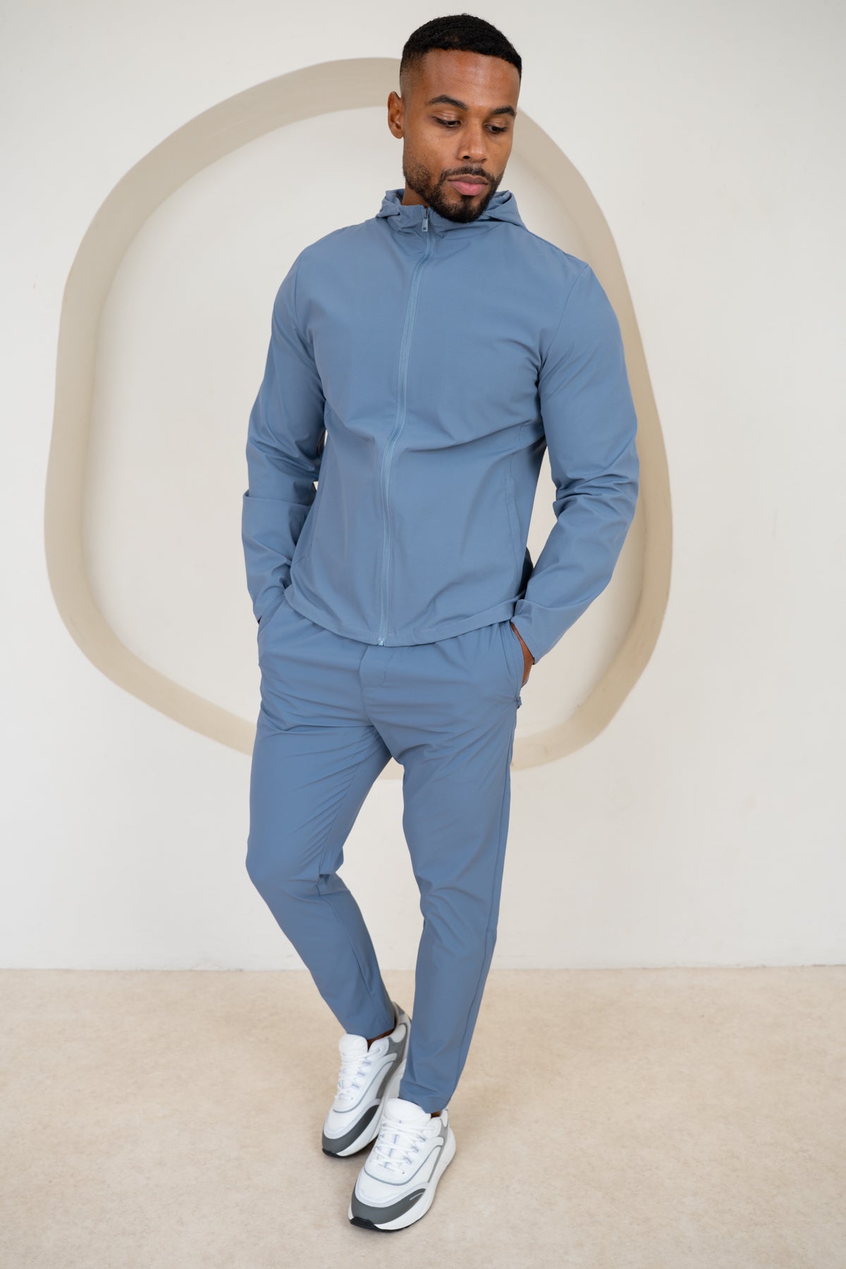 Premium Technical Windbreaker Jacket - Steel Blue