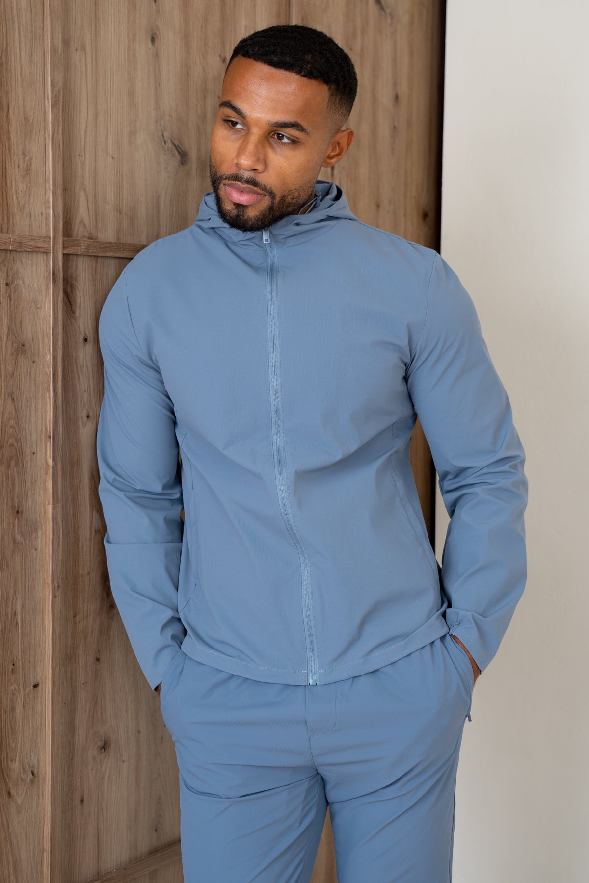 Premium Technical Windbreaker Jacket - Steel Blue