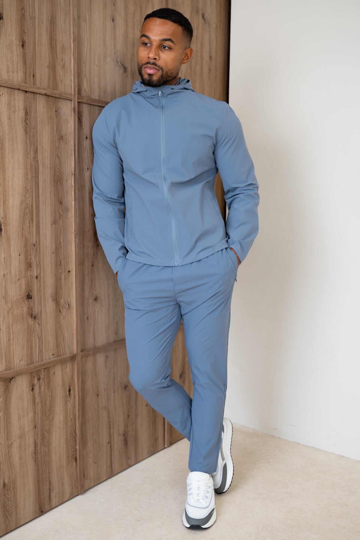 Premium Technical Windbreaker Jacket - Steel Blue