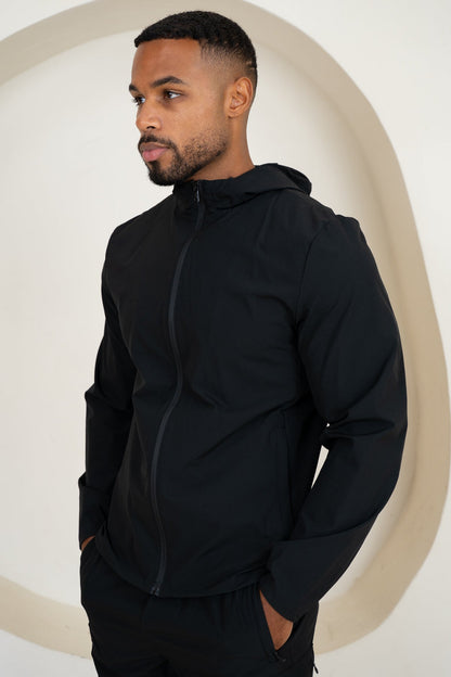 Premium Technical Windbreaker Jacket - Black