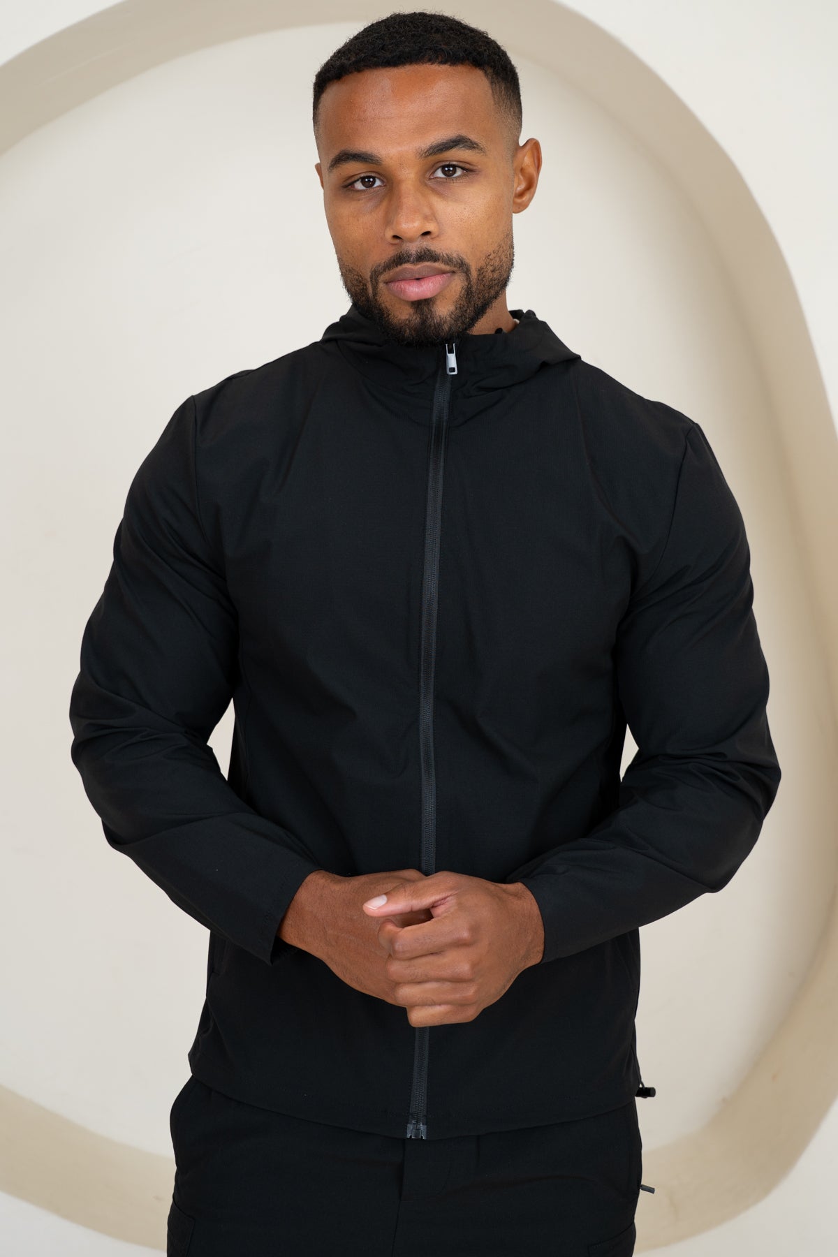 Premium Technical Windbreaker Jacket - Black