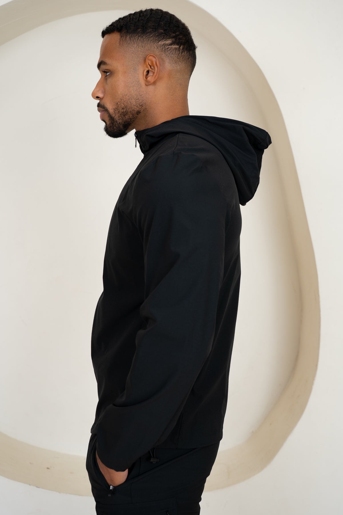 Premium Technical Windbreaker Jacket - Black