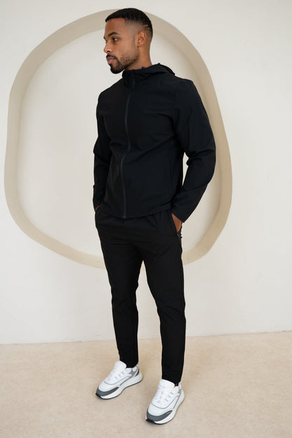 Premium Technical Windbreaker Jacket - Black