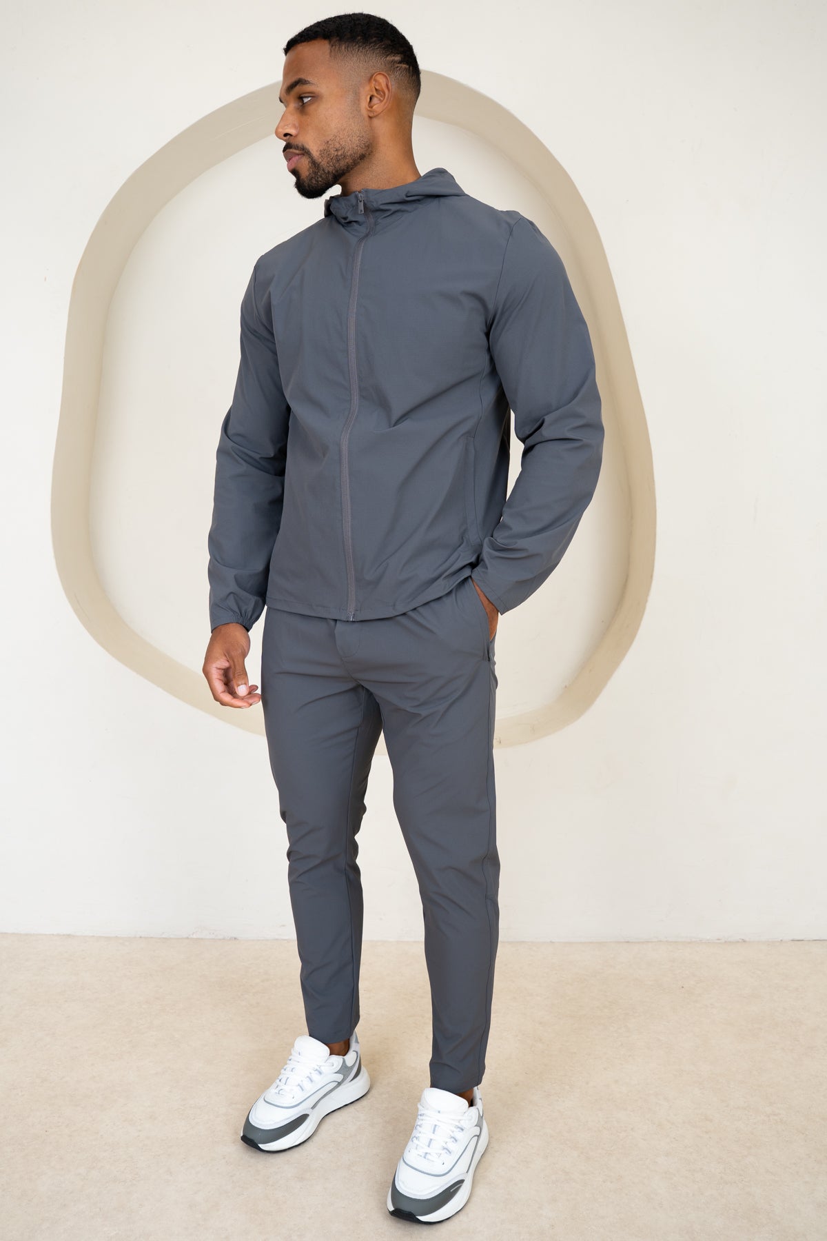 Premium Technical Windbreaker Jacket - Charcoal
