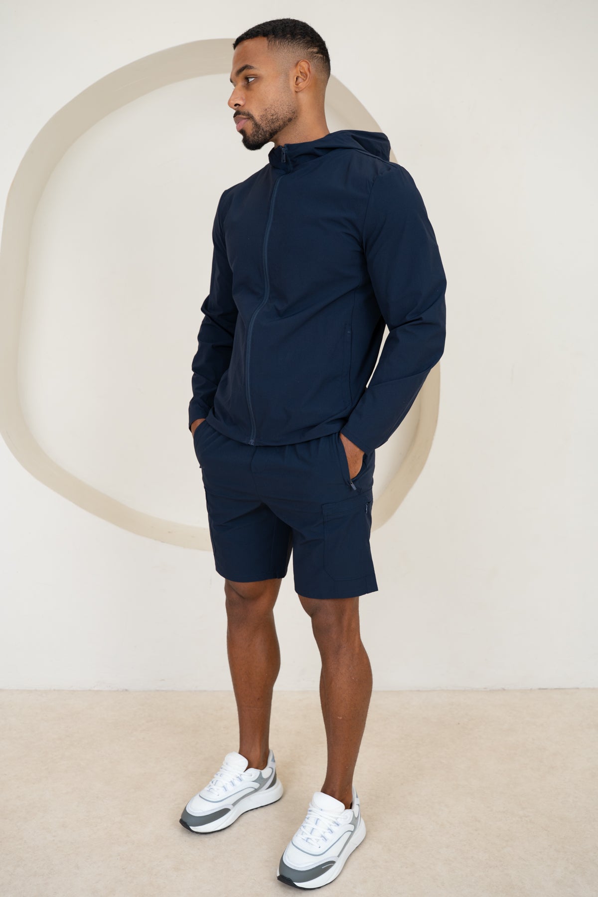 Premium Technical Windbreaker Jacket - Navy