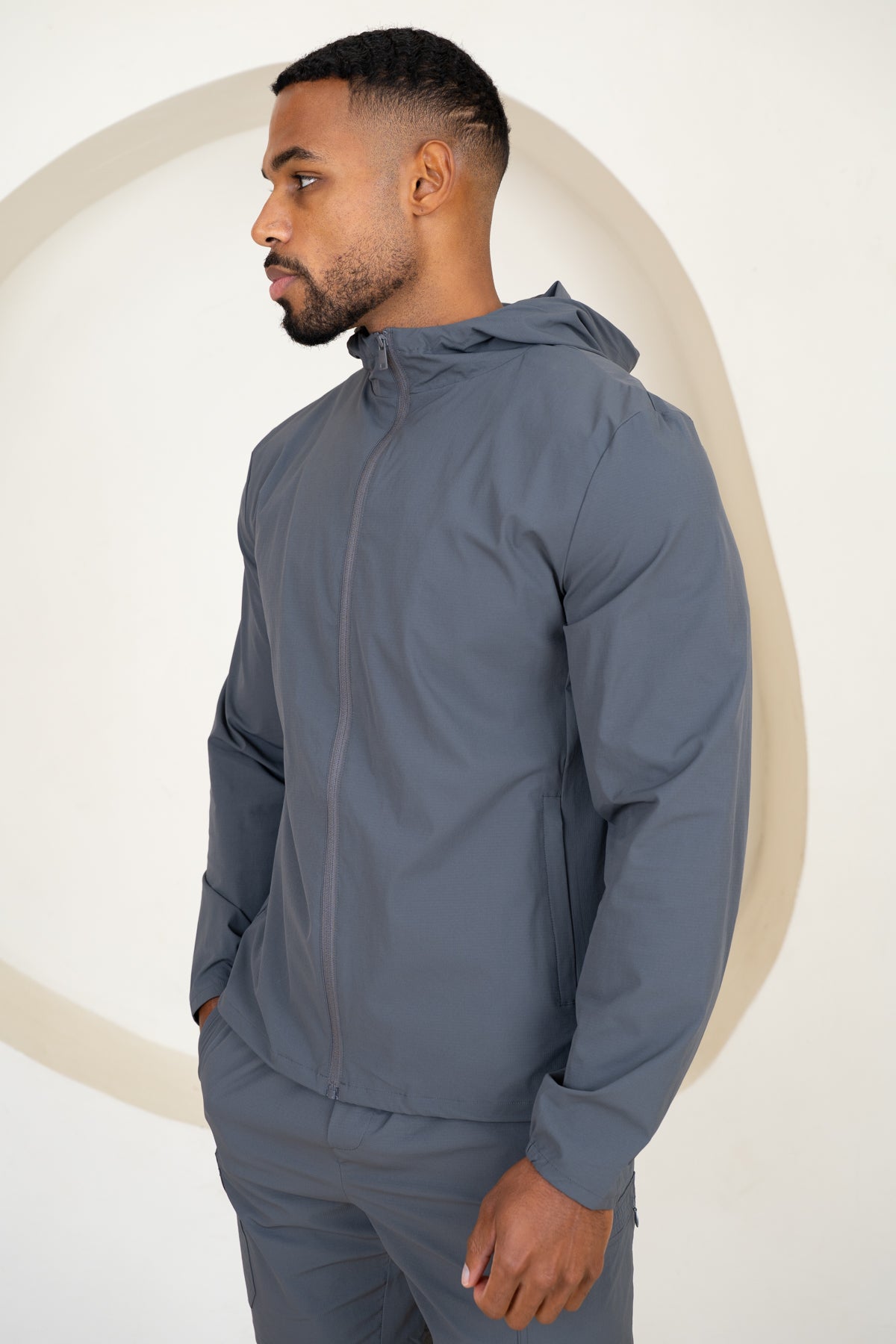Premium Technical Windbreaker Jacket - Charcoal