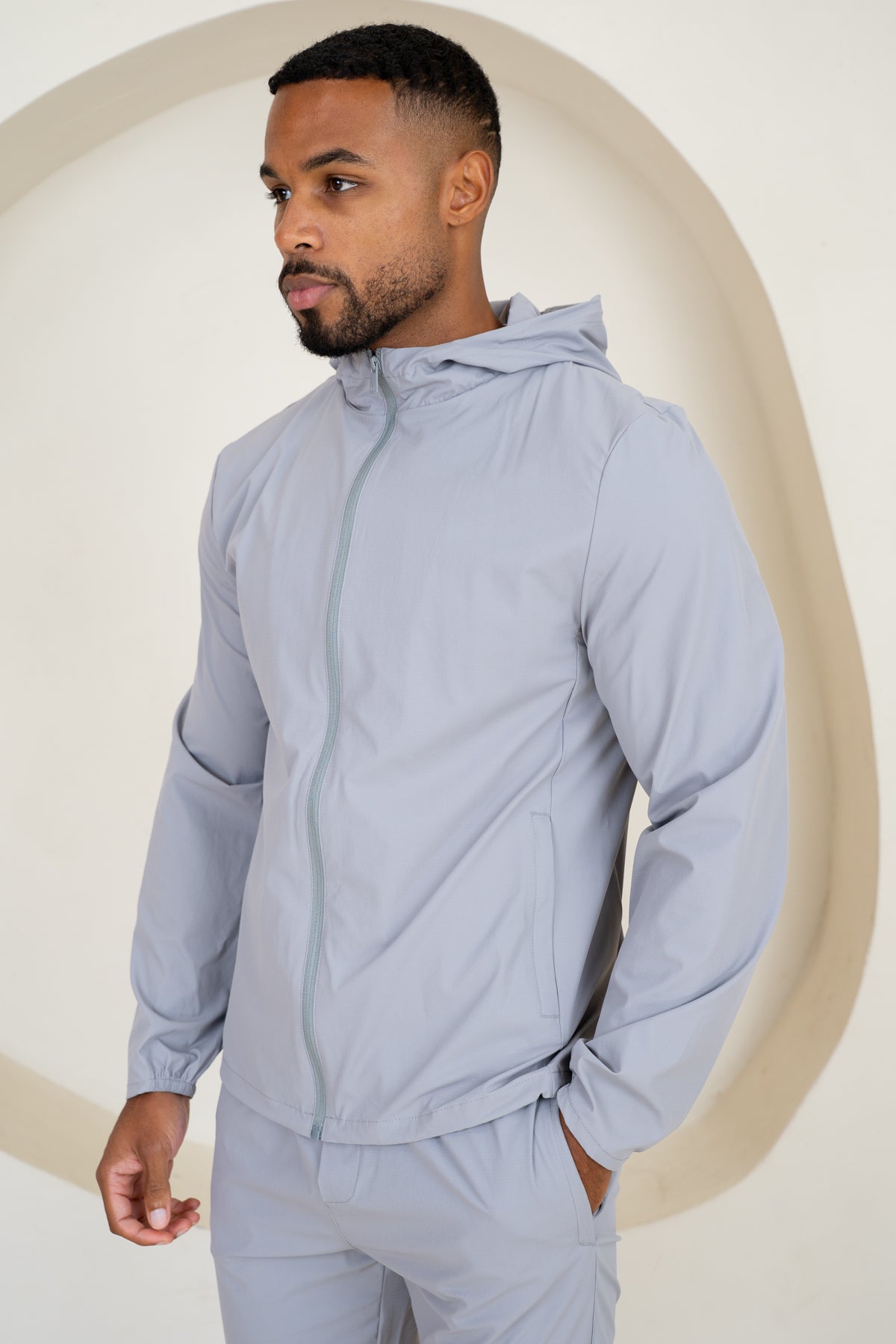 Premium Technical Windbreaker Jacket - Grey