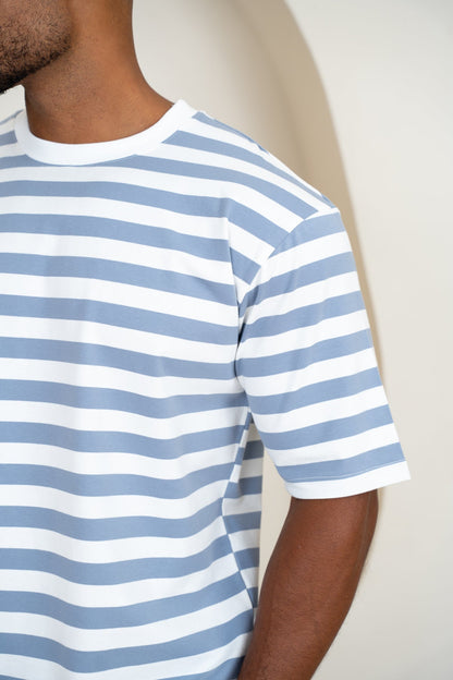 Relaxed Fit Stripe T-Shirt - Blue